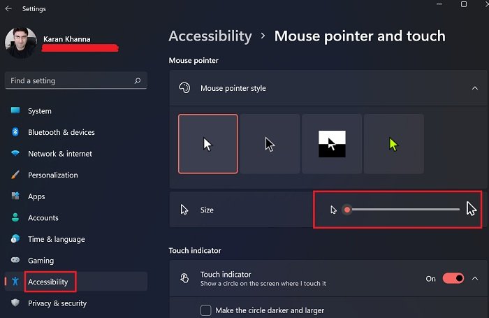 Change Mouse Cursor Thickness in Windows 11