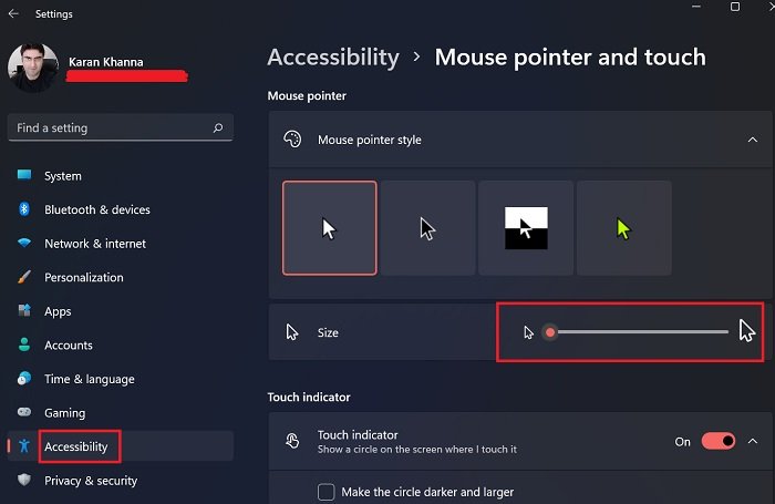 How to make the mouse pointer larger in Windows 10