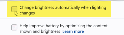 Change brightness automatically when lighting changes