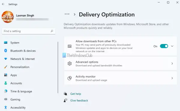 Enable/Disable Delivery Optimization