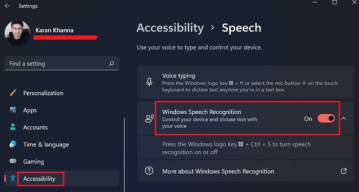 How to disable Speech Recognition feature in Windows 11/10