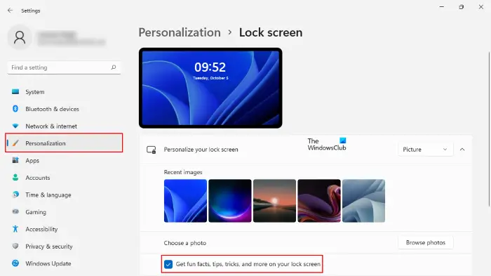Disable lock screen tips Windows 11