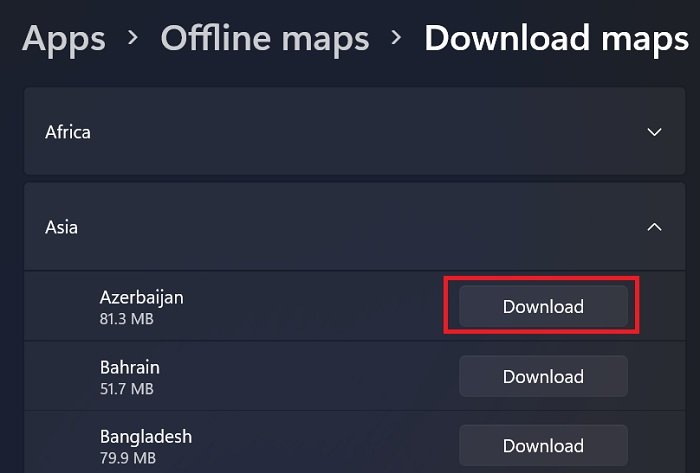 Download offline Maps on Windows 11