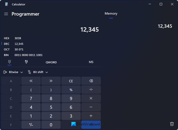 Enable Dark Mode in Calculator app of Windows 11