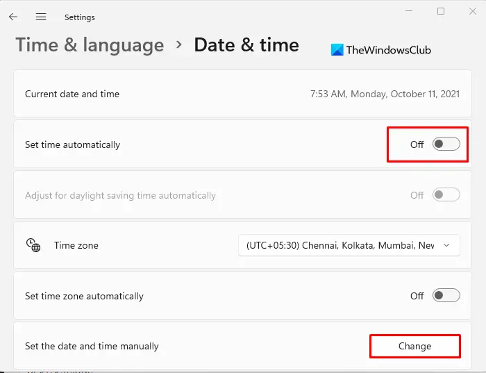 How to Change Time and date on Windows 11