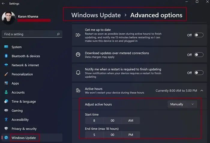 How to configure and use Active Hours in Windows 11
