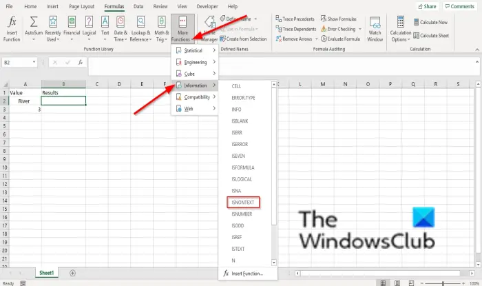 How to use ISNONTEXT function in Excel