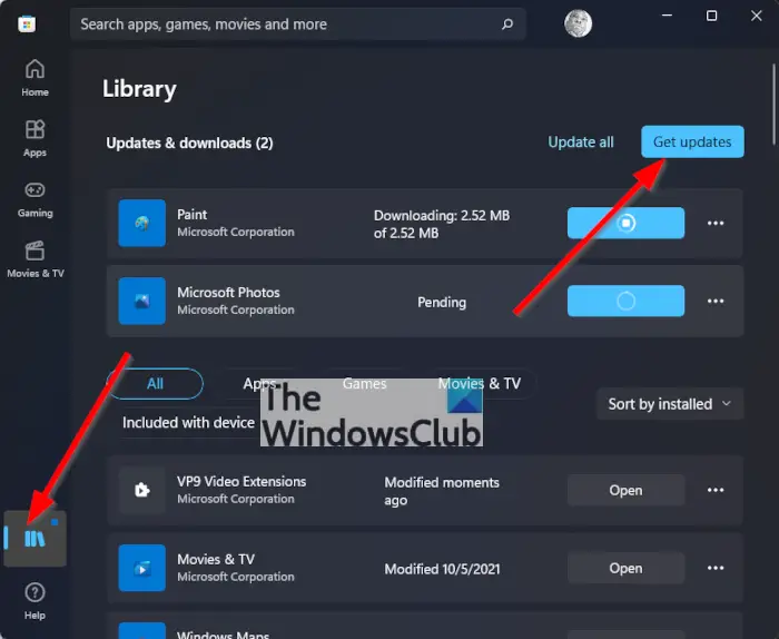 How to update Microsoft Store apps manually in Windows 11