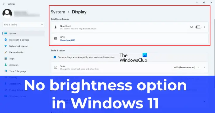 Нет ползунка яркости в Windows 11