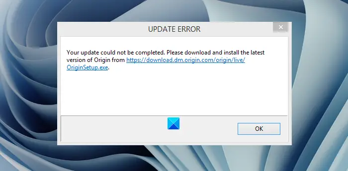 Fix Origin Update error - Your update could not be completed