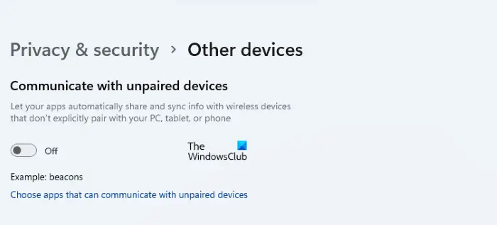 Other devices privacy settings Windows 11