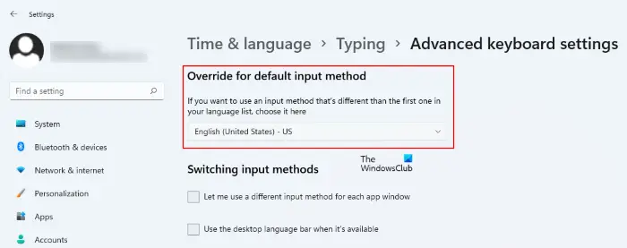 Override default input language