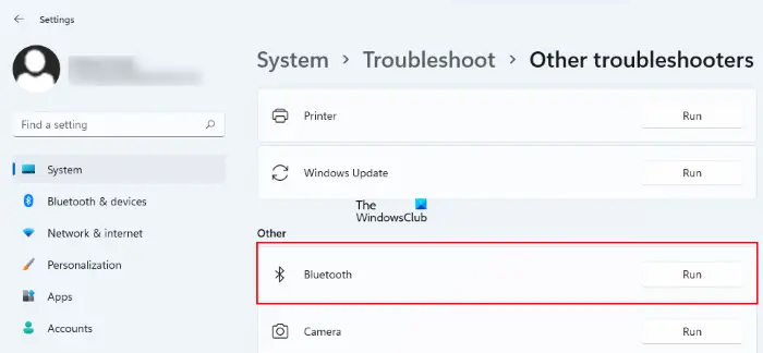Windows 11'de Bluetooth Sorun Giderici'yi çalıştırın