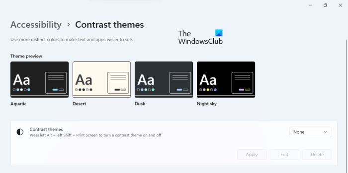 Some settings aren t available in High Contrast mode error Windows 11 10 - 51