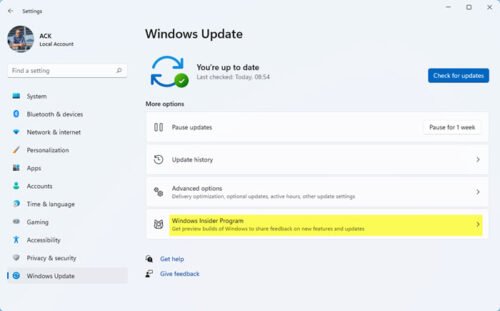 Windows 11 の Insider ビルドから安定版ビルドに切り替える方法