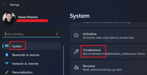 Troubleshoot in Windows 11