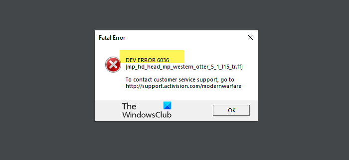 Fix Warzone Dev Error 6036