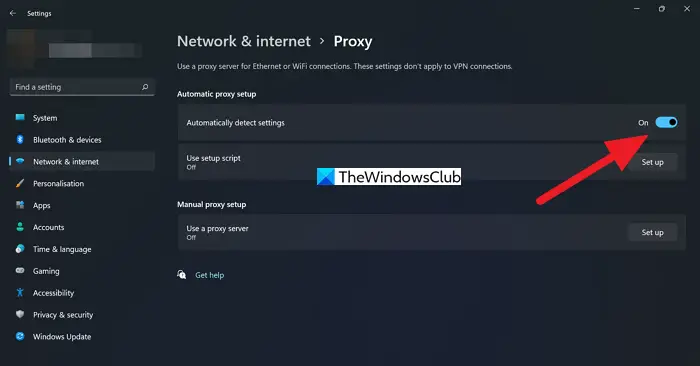 Windows 11 Automatically detect proxy settings