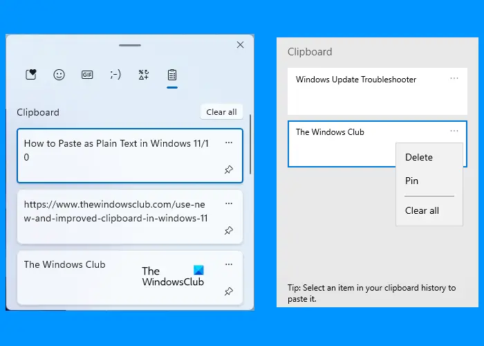 Windows 11 and WIndows 10 Clipboard