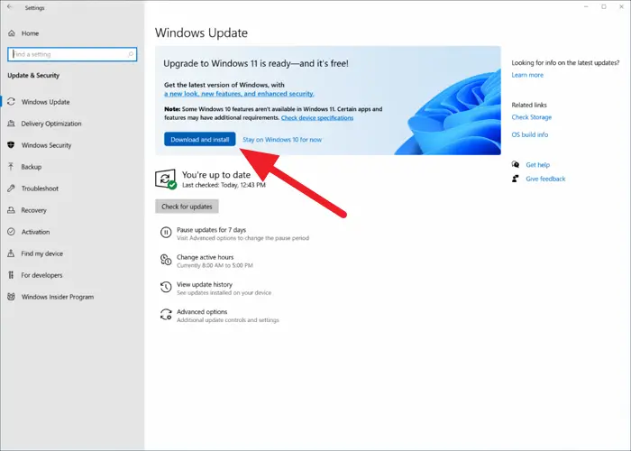 Windows 11 update available