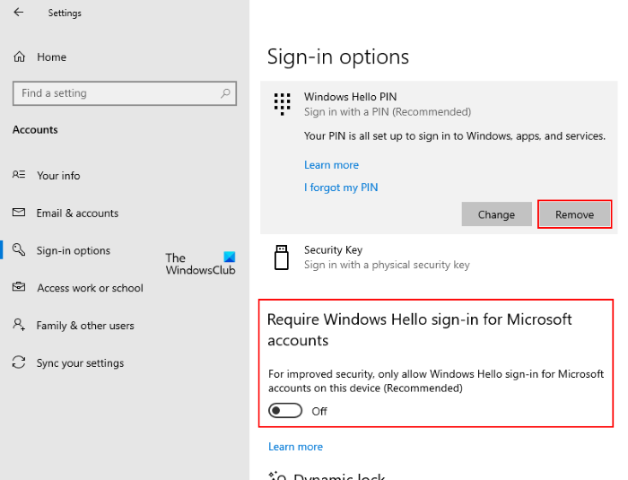 windows 10 hello pin remove greyed out