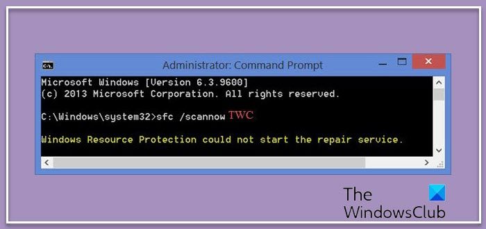 Windows Resource Protection could not start the repair service