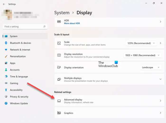 Advanced Display Settings