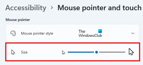 changer la taille du curseur de la souris Windows 11