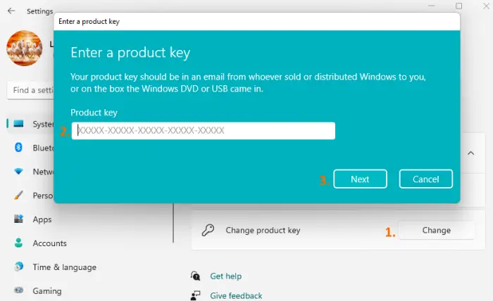 change windows 11 product key