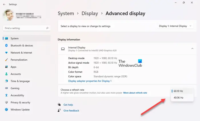 Choose A Refresh Rate