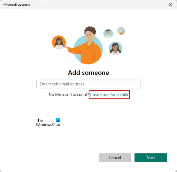 create child account on Windows 11
