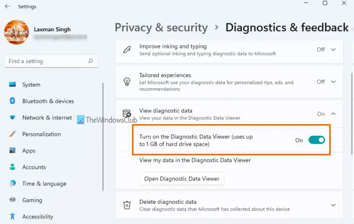 diagnostic data viewer windows 11