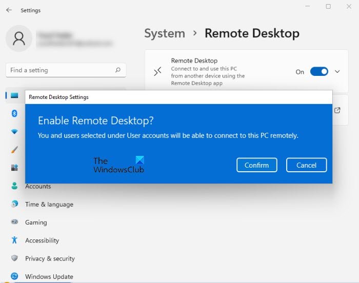 Enable Remote Desktop Connection Windows 11