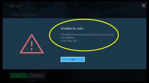 error code 109 on Roblox