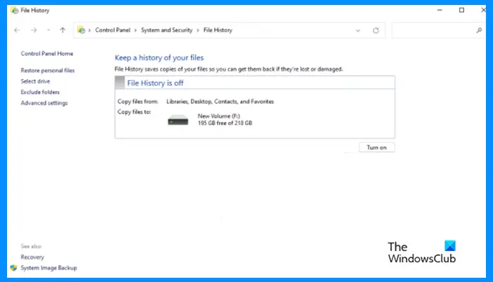 How to Turn on and Use File History to backup and restore files in Windows 11/10