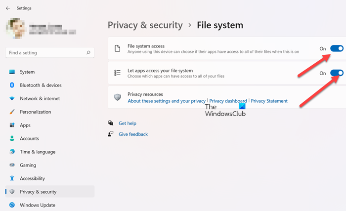 File System Access Enabled