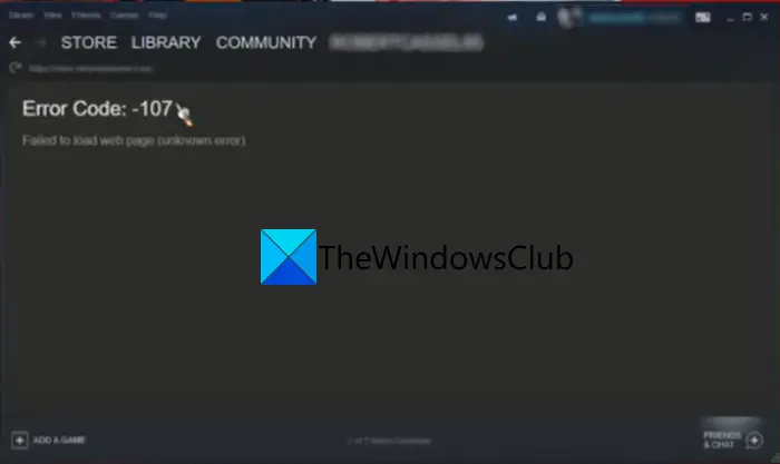 How to Fix Steam error code 107 on Windows PC