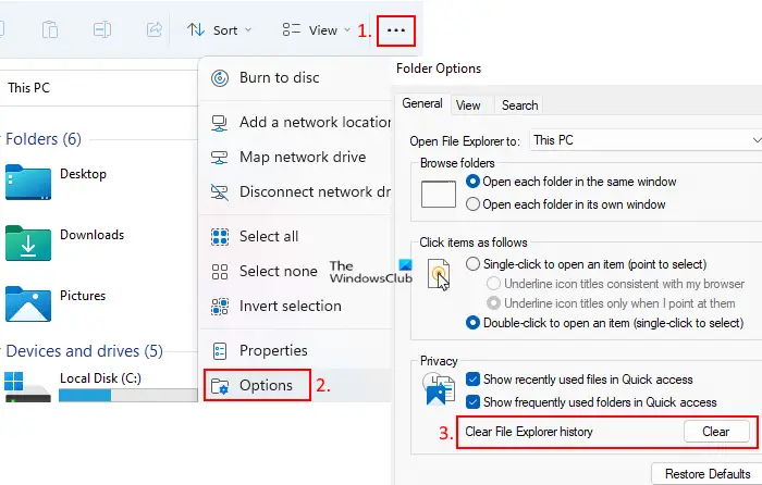 How to clear Recent Files and Folders in Windows 11/10