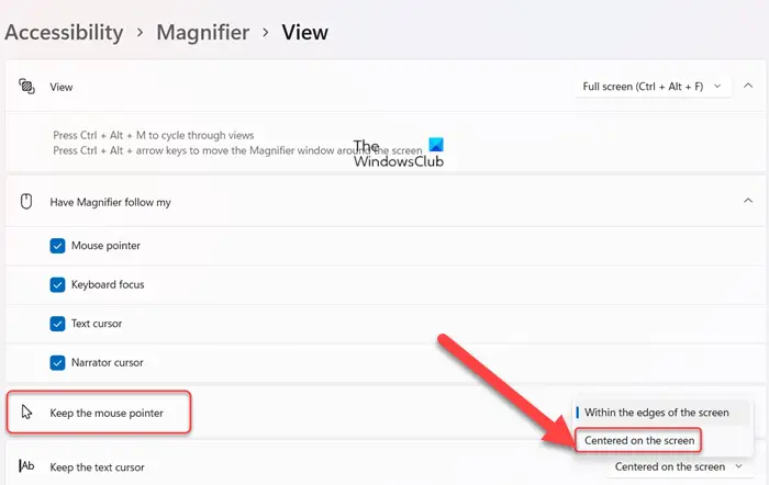 Magnifier Centered on Screen