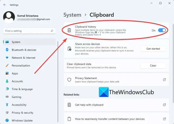 Clipboard in Windows 11
