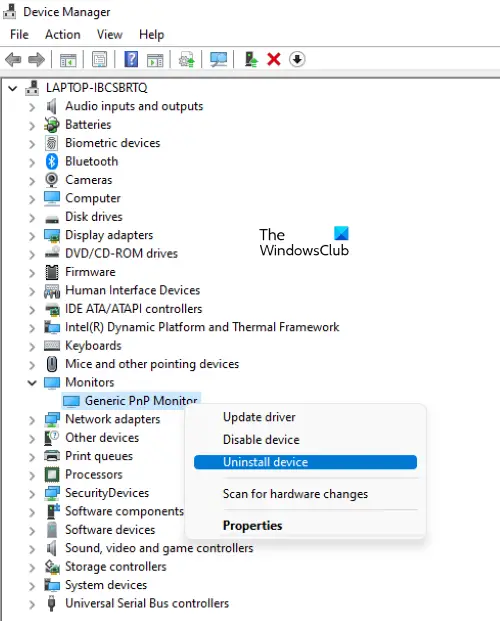 reinstall Generic PnP Monitor Widows 11