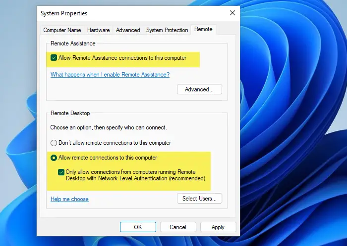 Enable Remote Desktop Connection Windows 11