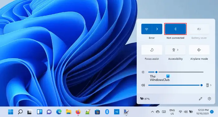toggle Bluetooth Quick Settings Windows 11