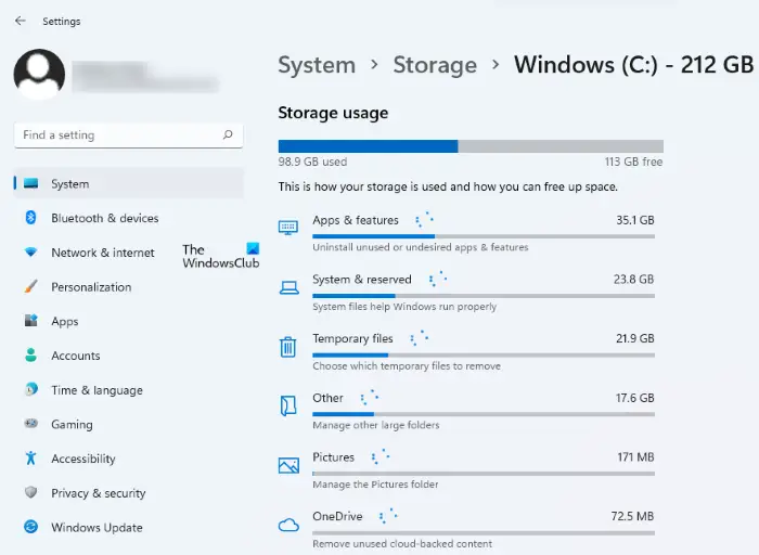 view storage space in Windows 11