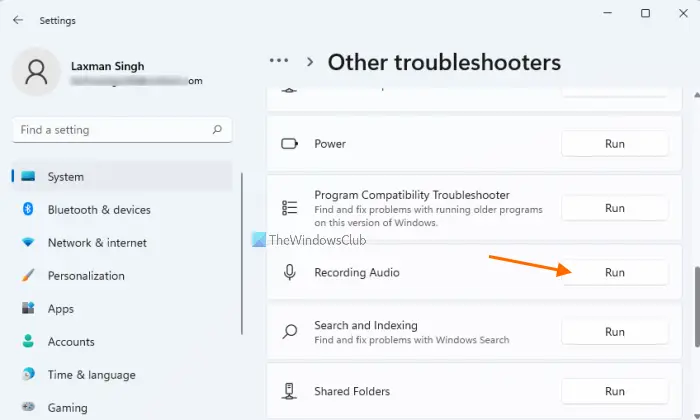 windows 11 recording audio troubleshooter