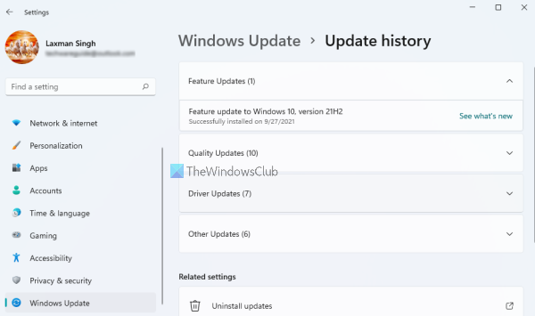 windows 11 update history