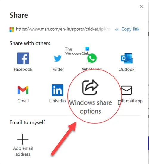 Windows Share Options