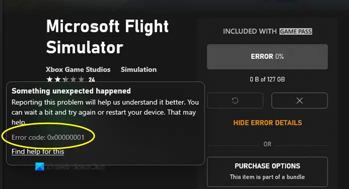 0x00000001 Game Pass error on Xbox