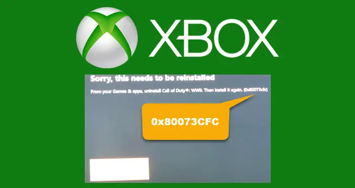 Xbox error code 0x80073CFC