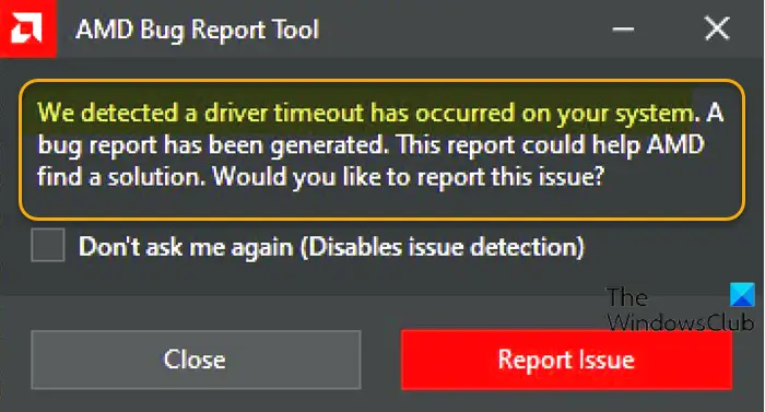 AMD Driver Timeout has occurred